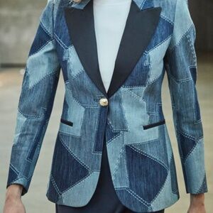 Atelier The Extreme Collection Limited Edition Denim Blossom Patchwork Blazer